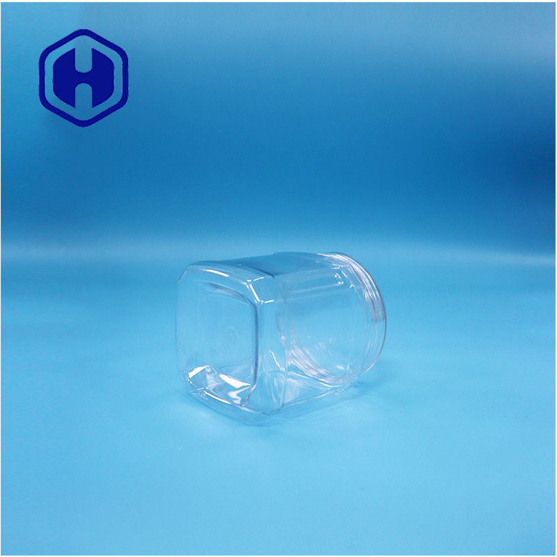 Przejrzysty kwadratowy plastikowy PET orzechy cukrowe cukierki gumy do żucia ciasteczka Oat Twist Jar