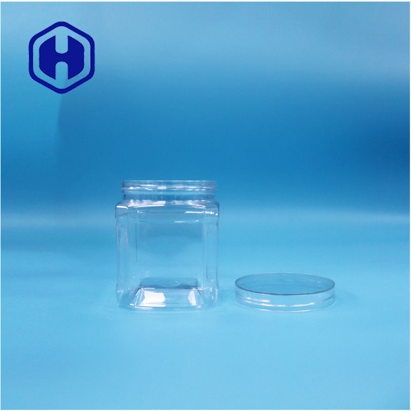 Przejrzysty kwadratowy plastikowy PET orzechy cukrowe cukierki gumy do żucia ciasteczka Oat Twist Jar