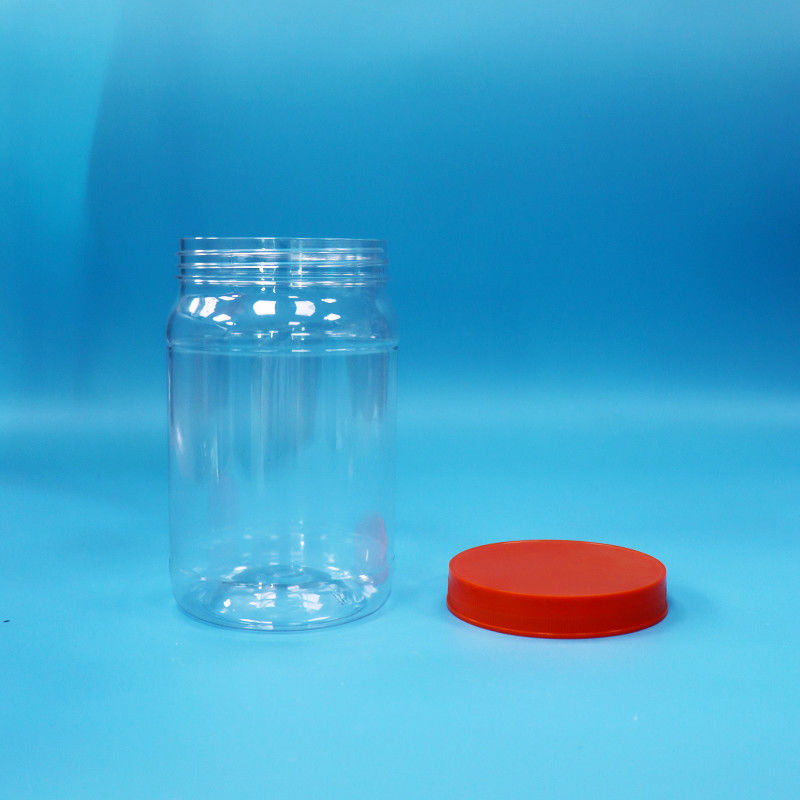 Przejrzysty PET Plastic Round Food Candy Cookies Opakowanie Jar Czerwony Kolor