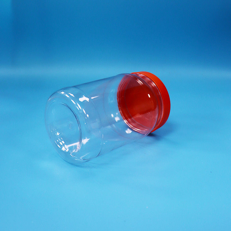 Przejrzysty PET Plastic Round Food Candy Cookies Opakowanie Jar Czerwony Kolor