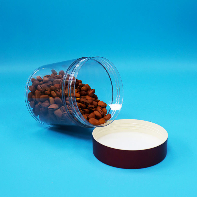 Bez BPA Cukierki i orzechy żywnościowe PET Przejrzysty plastikowy słoik śruby Czerwona pokrywa