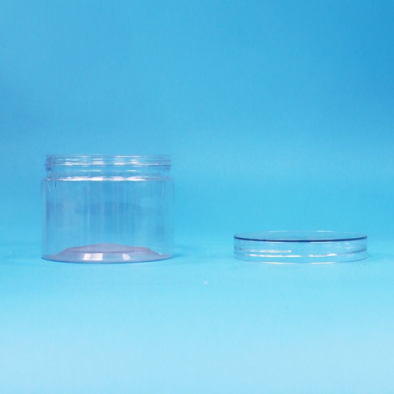 Żywność Przejrzysty PET Plastic Suche Lebensmittel Süßwaren Nuss Geschenkgläser Schraube Flat Lids