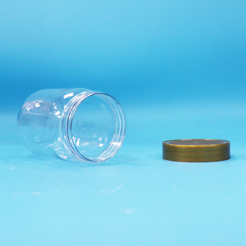 PET Żywność czysty okrągły cylinder Lollipop miód ciasteczko plastikowy słoik śrubka brązowa pokrywa