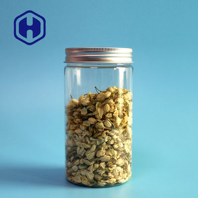 Okrągłe proste przekąski 70 mm Przezroczysty plastikowy słoik z aluminiową pokrywą 490 ml