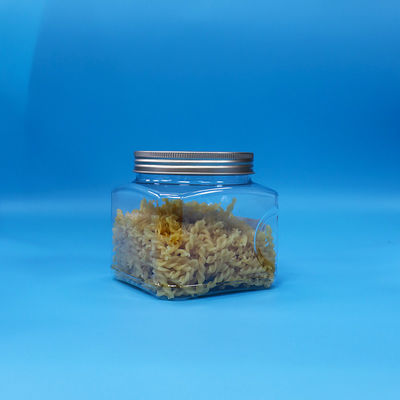 Żywność Cukier Żywność Snack PET Przejrzysty kwadratowy plastikowy słoik z aluminium