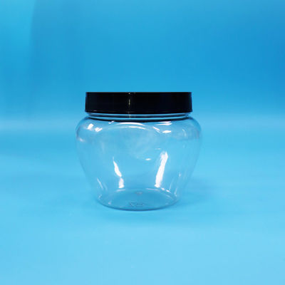 Zamknięty przezroczysty unikalny kształt plastikowy PET Cukier Żywność Cookie Jar Czarny plastikowy pokrywkę