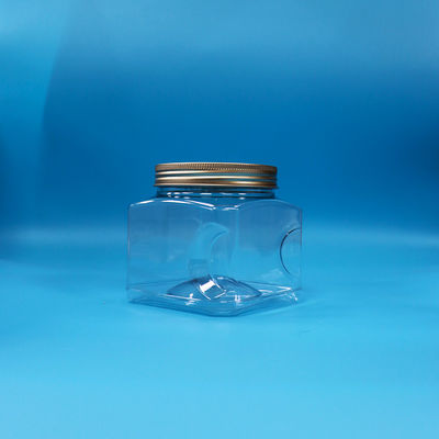 Cukierki Żywność przekąski Żywność PET Przejrzyste kształt kwadratowy Plastic Grip Jar Aluminium Lid