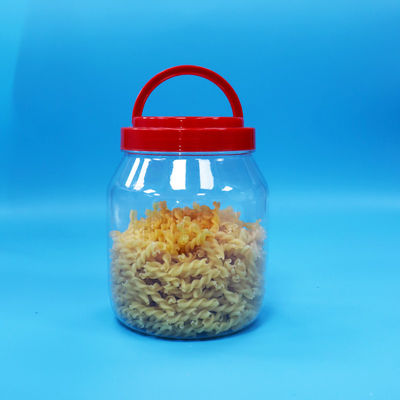 Cukierki cukierkowe, szerokoustne, PET, klasy żywnościowej, przezroczyste, cylindryczne słoiki, śruby, czerwona pokrywa