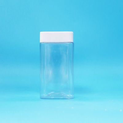 Żywność Przejrzysta kwadratowa Pustka PET Plastic Żywność Cukierki cukierkowe Jam Jar Biały pokrywkę