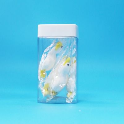 Kwadratowa biała pokrywa przezroczysty pusty PET plastikowy żywność słodycze ciasteczka słoik żywności