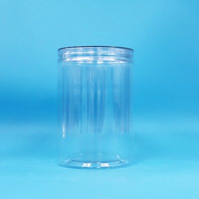 Żywność Przejrzysty PET Wysoki Okrągły Plastic Candy Peanut Packaging Jar Clear Cap