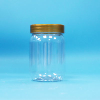 PET Żywność czysty okrągły cylinder Lollipop miód ciasteczko plastikowy słoik śrubka brązowa pokrywa