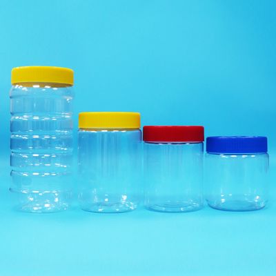 Round PET Transparent Chocolate Sauce Pistachio Butter Plastic Jars Screw Lids