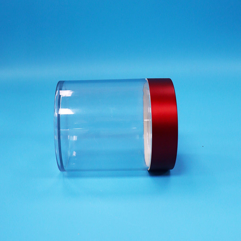 Żywność Cukierki Ciasteczka Figi Przejrzyste PET Plastic okrągły słoik Śruby Czerwona pokrywa