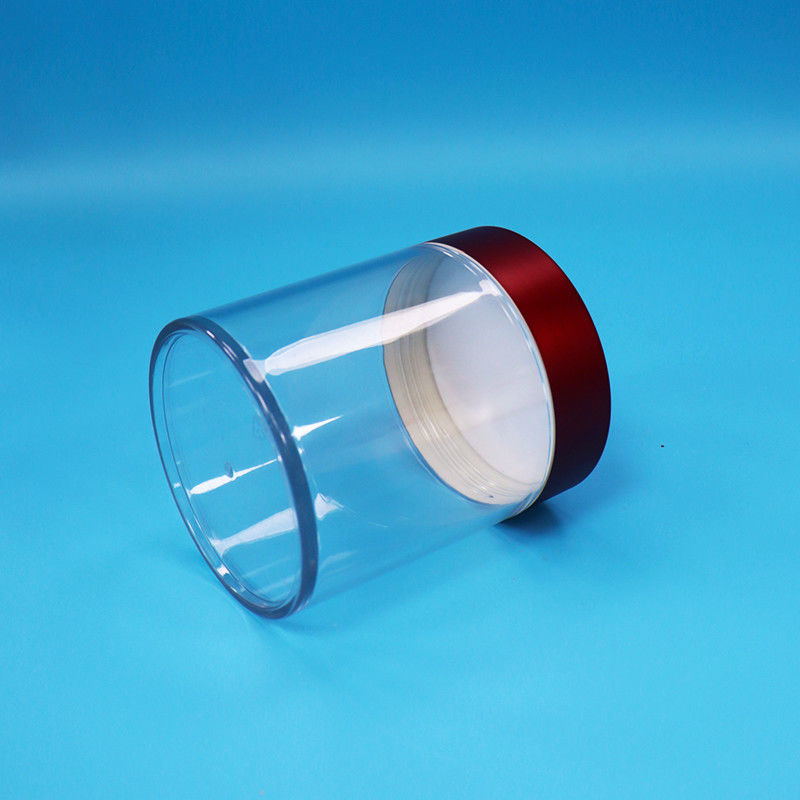 Żywność Cukierki Ciasteczka Figi Przejrzyste PET Plastic okrągły słoik Śruby Czerwona pokrywa