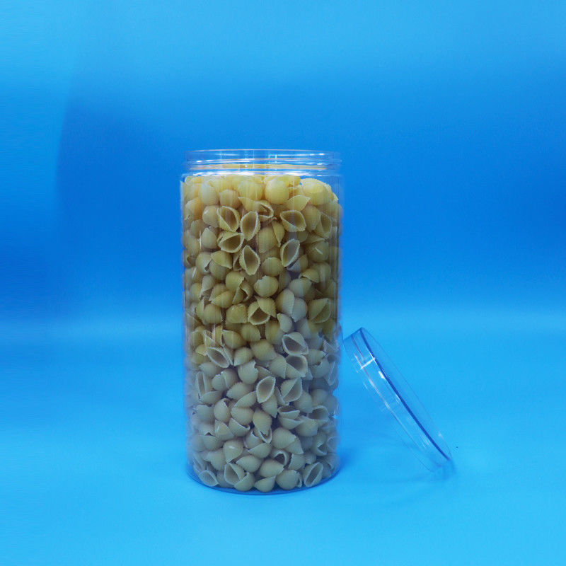 Żywność Jasny PET Cylinder Okrągły Plastic Candy Cookie Jar Żywność Screw Clear Cap