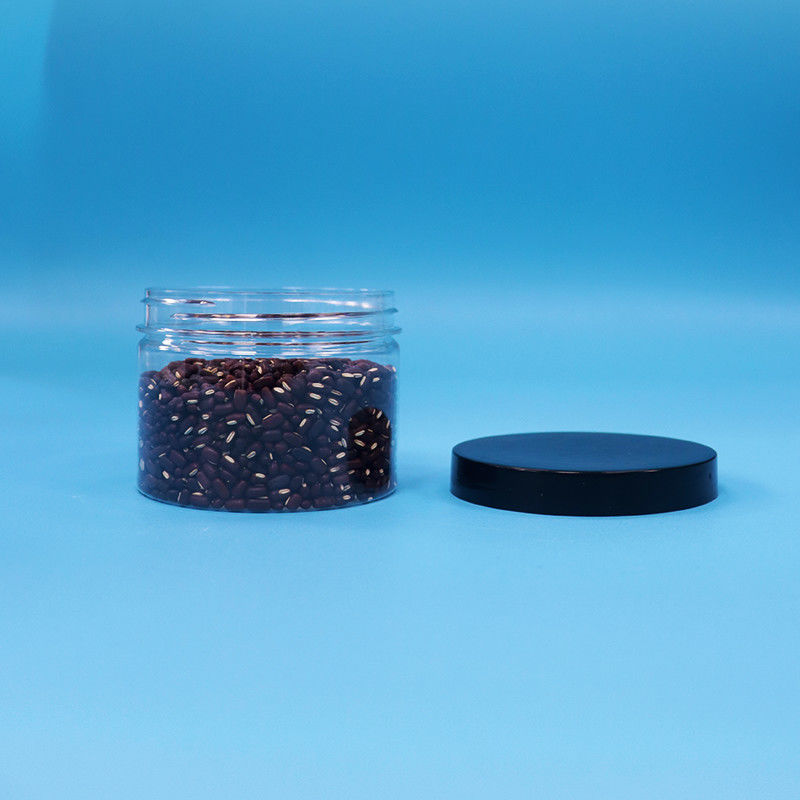 Przejrzysty okrągły usta kształt PET plastikowy słoik do czarnej herbaty Nasiona zabawkę prezent cukierków Cooike