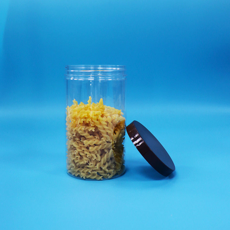 Plastic Przejrzysty PET przekąski Żywność Słodkie orzechy słoik z czarnym Normal Screw Top Cap