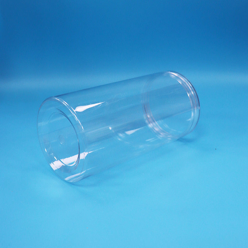 Przejrzysty PET Cylinder Round Food Grade Plastic Candy Cookies Food Jars Screw Clear Caps