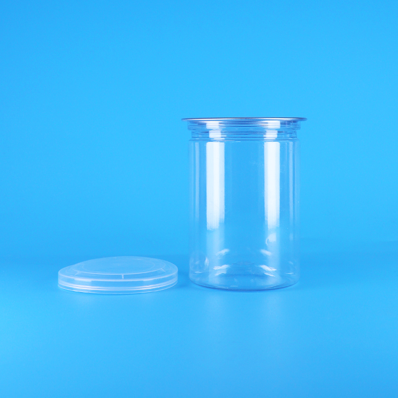 Przezroczyste okrągłe puszki PET z tworzywa sztucznego bez BPA na cukierki, jogurt, żywność dla niemowląt, ciastka, z pokrywką PE