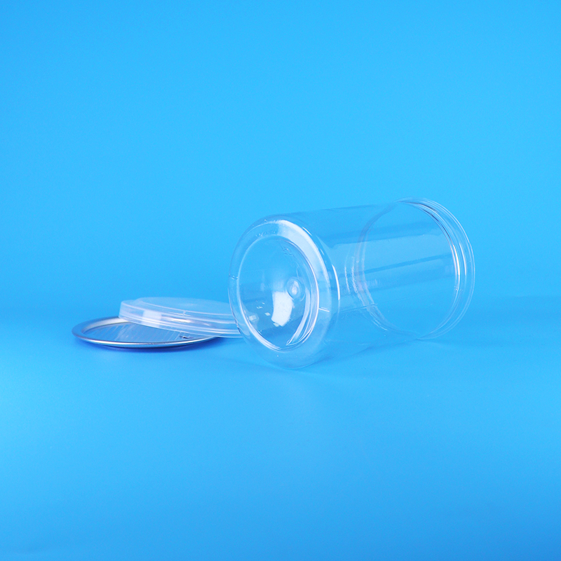 Przezroczyste okrągłe puszki PET z tworzywa sztucznego bez BPA na cukierki, jogurt, żywność dla niemowląt, ciastka, z pokrywką PE