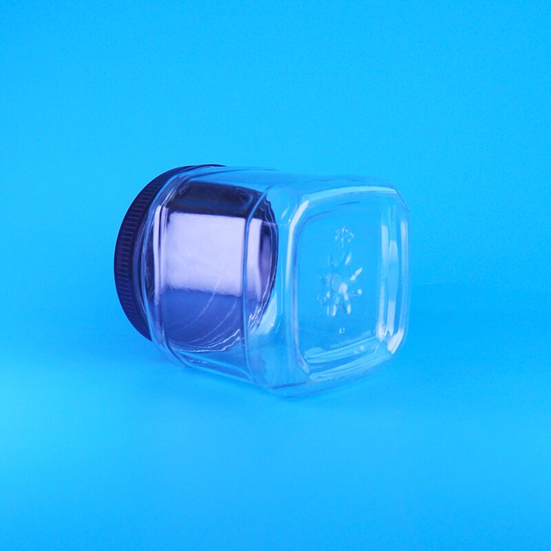 Kwadratowe, przezroczyste, bezpowietrzne, plastikowe słoiki do przechowywania z zakrętką na przekąski, rodzynki, bób, orzeszki piniowe