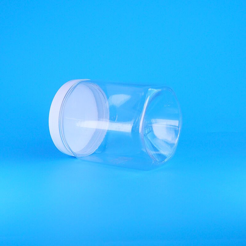 Sześciokątny Przezroczysty Plastik PET na Ciasteczka Orzechy Pekan Suszone Frytki Słoik Biała Płaska Pokrywka