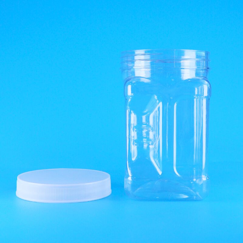 Sesamowa mąka kukurydziana wypełniająca ciasteczka PET Przejrzysty plastikowy skrut pokrywa kwadratowy uchwyt słoiki bez BPA