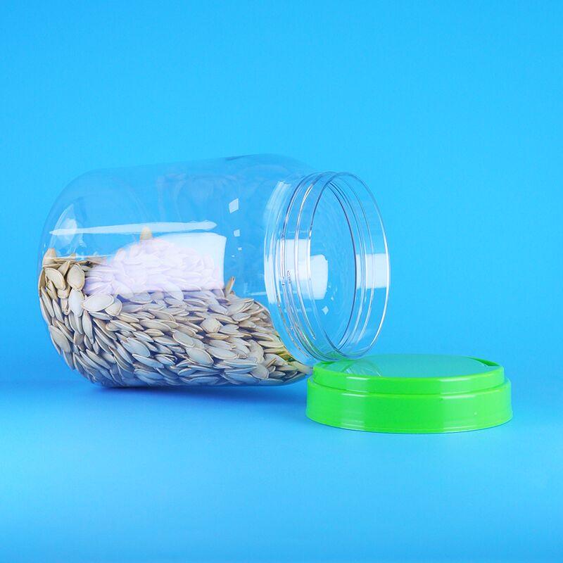 Śruby Płaska czapka Ładowanie żywności Jasna kawa słodycze Suszone żywność PET okrągła słoik z tworzyw sztucznych