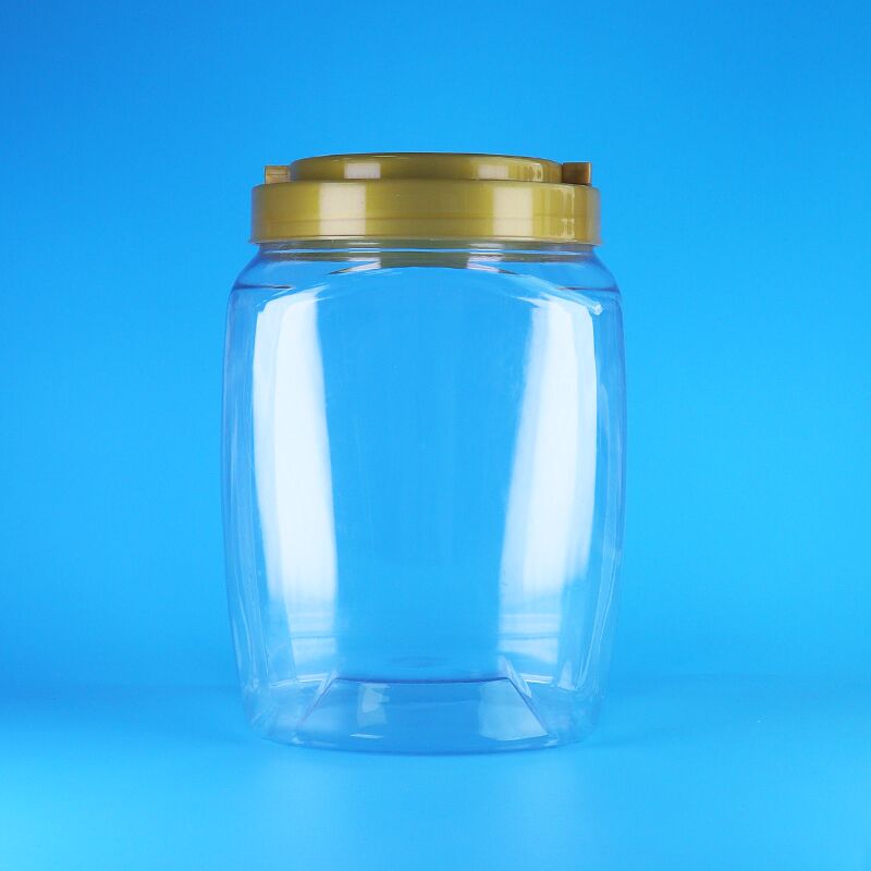 Przejrzysty kwadratowy uchwyt płaska pokrywa plastikowa PET słodycze ciasteczka suche jedzenie słoiki dla dzieci