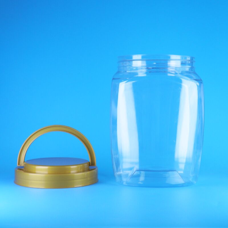 Przejrzysty kwadratowy uchwyt płaska pokrywa plastikowa PET słodycze ciasteczka suche jedzenie słoiki dla dzieci