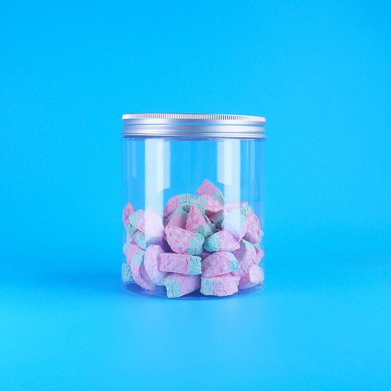 Przejrzysty PET plastikowy okrągły słoik śliwka cukierki skittles owocowe galaretki Mung fasola ciasto śruby pokrywa