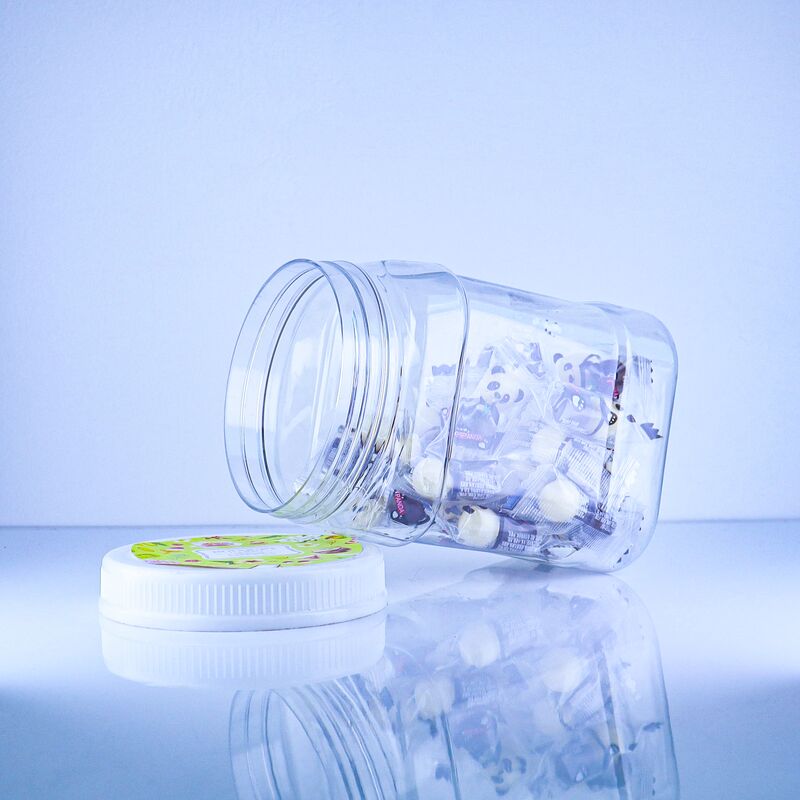 Dobrze uszczelniający plastikowy słoik PET o kwadratowym kształcie, przezroczysty, do ciasta z chińskiego pochrzynu, ciasteczek, z zakrętką