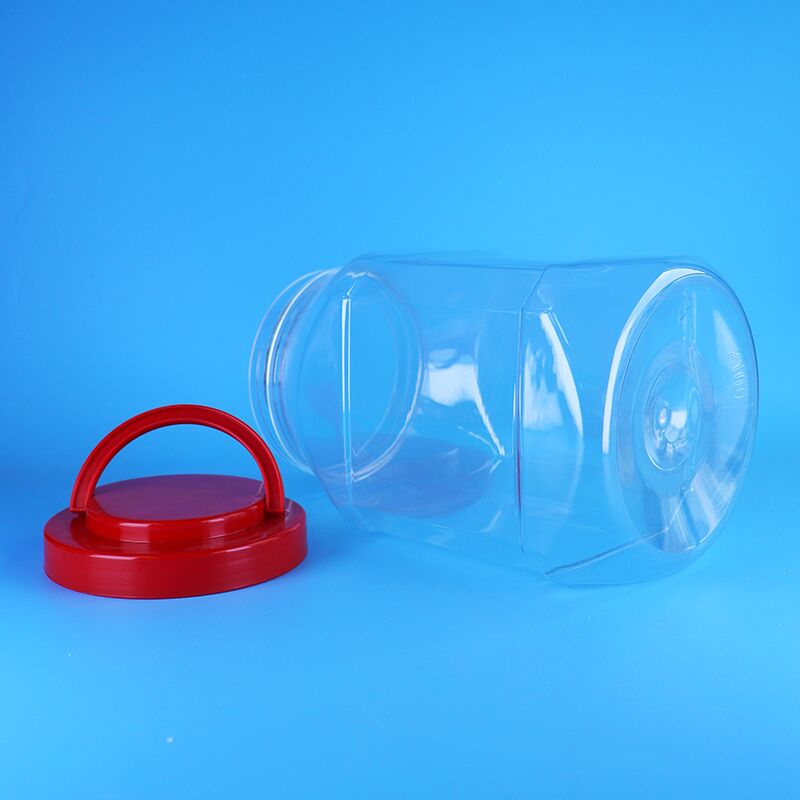 2100 ml Czerwona śrubkowana rękawiczka pokrywa jasna żywność PET plastikowa cukierki krewetki frytki słoiki