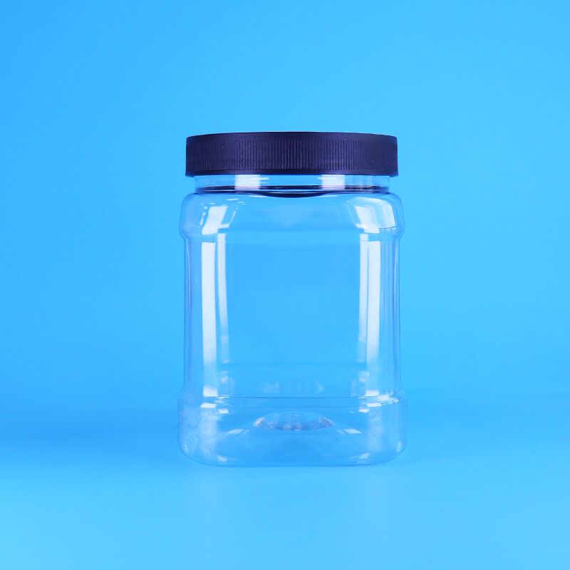 850 ml pojemnika plastikowego PET o kształcie kwadratowym z śrutową pokrywą do przechowywania żywności dla niemowląt i słodyczy