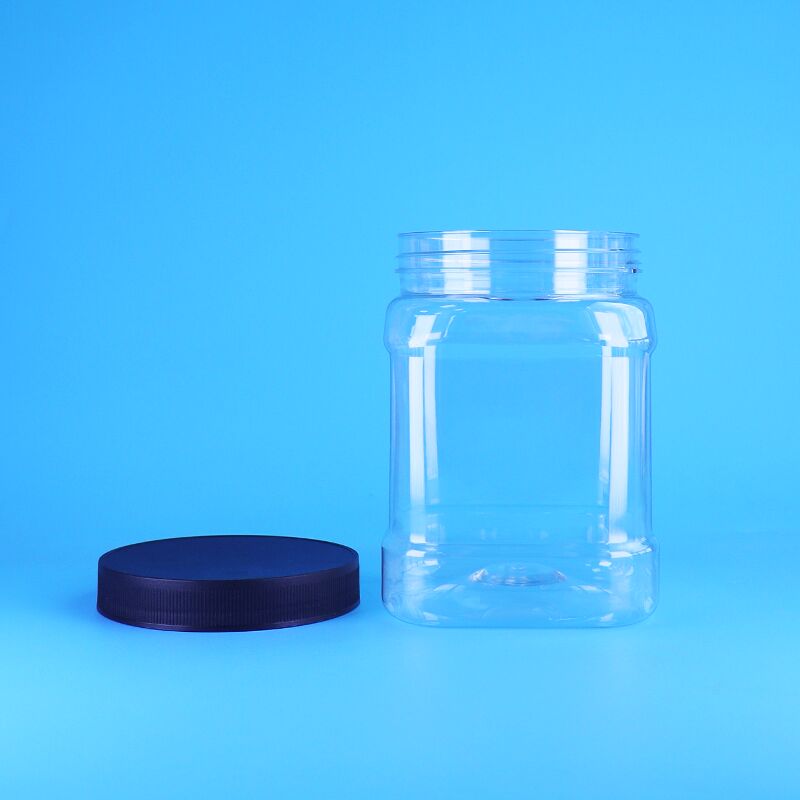 850ml Food Grade PET Clear Square Custom Plastic Packing Jars Screw Lid For Dried Fruit