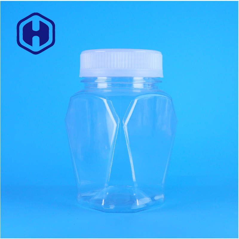 Przejrzysty plastikowy PET Unikalny kształt Jar Screw Cap For Honey Pet Food OEM Custom Food Storage