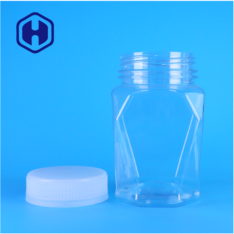 Przejrzysty plastikowy PET Unikalny kształt Jar Screw Cap For Honey Pet Food OEM Custom Food Storage