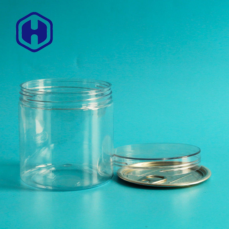 Przezroczyste, hermetyczne plastikowe puszki Orzeszki ziemne Szerokie usta Pet Okrągły pierścień Pull Eoe z zakrętką