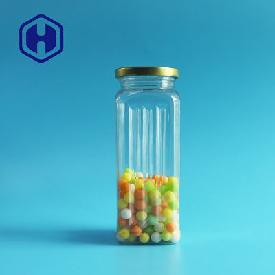 Przezroczysty plastikowy słoik PET Pies Traktuj Opakowania na żywność Kwadratowa blacha metalowa Pokrywka