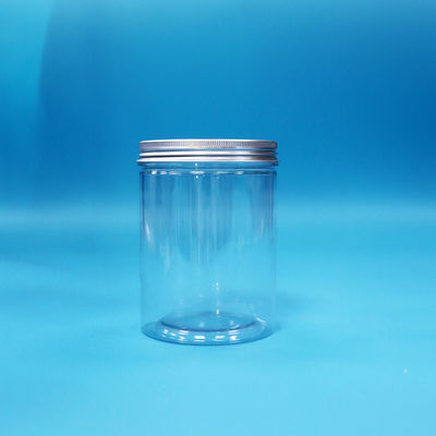 Cukierki, ciasteczka, żywność dla niemowląt Przejrzysty PET, plastikowy okrągły słoik, aluminiowe pokrywy