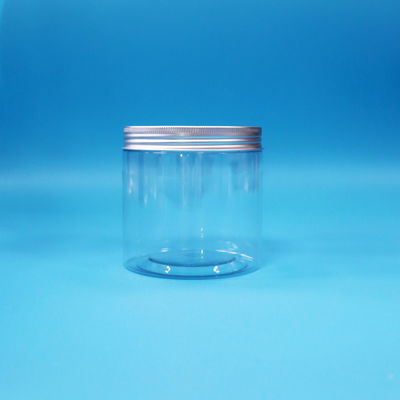 Jasny okrągły szerokoustny cylinder PET Plastic Candy Food Cookie Jar Aluminium Cap