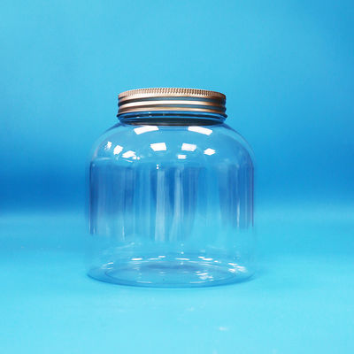 Przejrzysty plastikowy PET okrągłe cukierki dzienne słoiki z aluminiowymi śrubokrętami