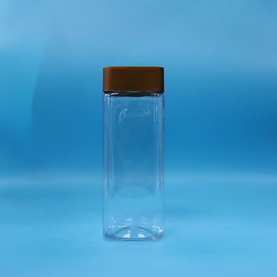 Tanie Pustki PET Przejrzysty szeroki usta prostokąt plastikowy słodycze orzechy Jar Screw Cap