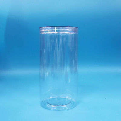 Przejrzysty PET Cylinder Round Food Grade Plastic Candy Cookies Food Jars Screw Clear Caps