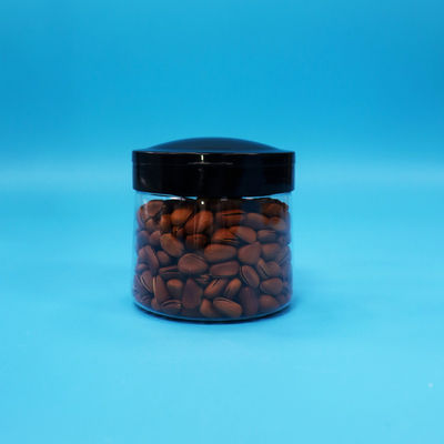 Żywność Niewielki okrągły plastikowy pojemnik do przechowywania Przejrzysty słoik Plastic Black Screw Lid