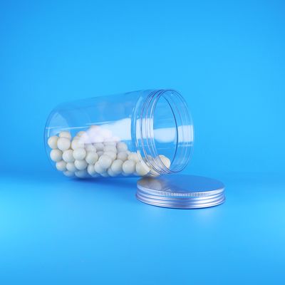 Przezroczysty słoik z szerokim otworem z tworzywa PET na żywność dla niemowląt, cukierki, wysoki, okrągły, z płaską aluminiową pokrywką