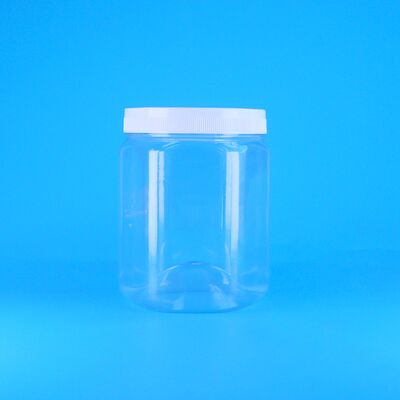 Sześciokątny Przezroczysty Plastik PET na Ciasteczka Orzechy Pekan Suszone Frytki Słoik Biała Płaska Pokrywka