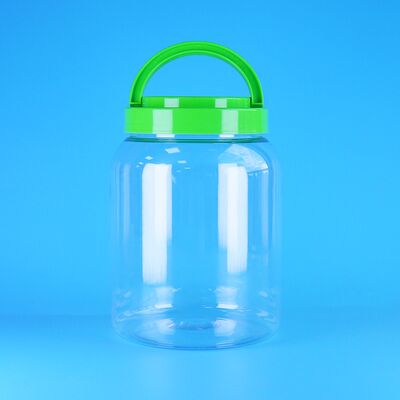 Przezroczysty słoik z tworzywa sztucznego PET do ładowania żywności, z watą cukrową, masłem i ciasteczkami, okrągły, ze śrubową zakrętką