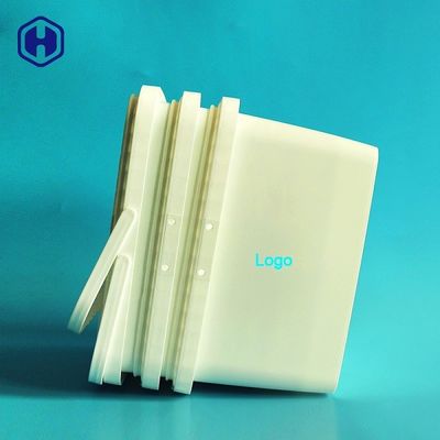 Białe wanny IML drukują niestandardowe logo Podwójne uchwyty Puste pojemniki na żywność